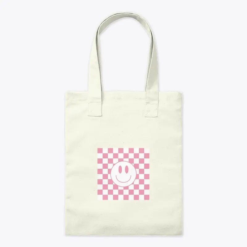 Checkered happy retro shirt totebag